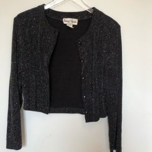 1980's Black Sparkle Cropped Cardigan